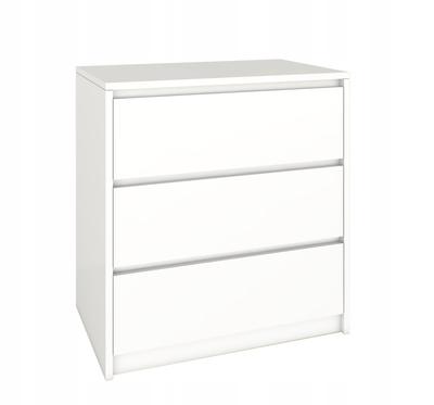 Modern 3-Drawer Chest of Drawers White Alaska Handleless Fronts 70x75.2x43cm