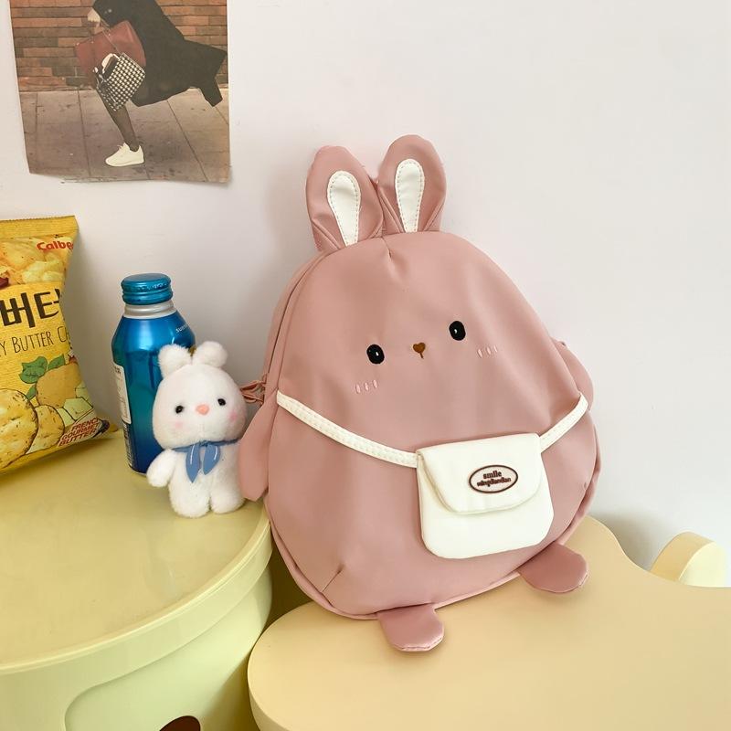 Cute Little Bunny Girl Backpack Bag Junior High School Student College Student Class Schoolbag Large Capacity Oblique Span Canvas Bag