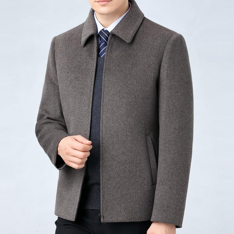 Men's Winter Double-Sided Wool Lapel Jacket with Cashmere Inner Layer - Dad Style