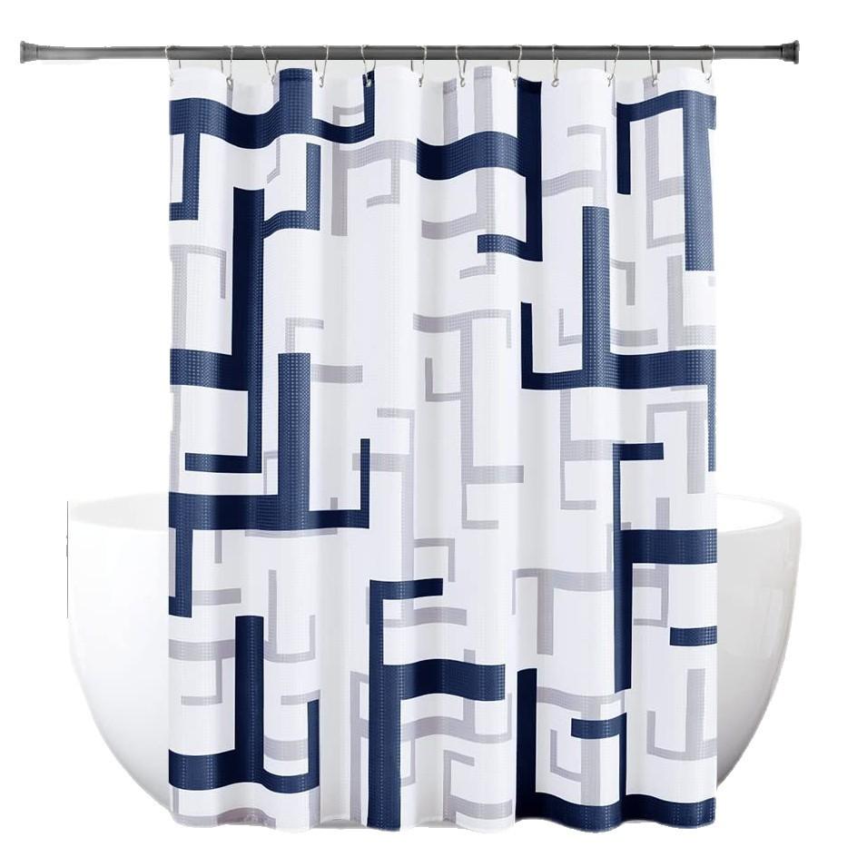 Modern Geometric Shower Curtain Blue Waterproof Polyester Bathroom Shower Curtain Texture Bathroom Curtain Set With Hook Machine Washable