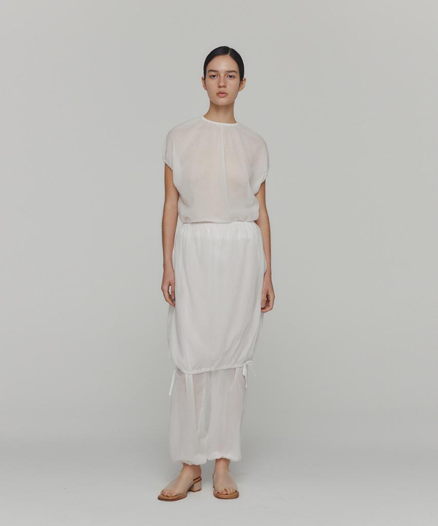 Amomento Sheer Volume Shirring Top_White