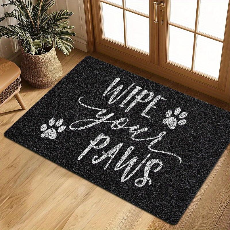 Wipe Your Paws Door Mat Carpet Mat Rug Home Decoration Paw Print Black Coconut Fiber Non Slip Floor Mat Entryway Home Floor Mat 40x60cm