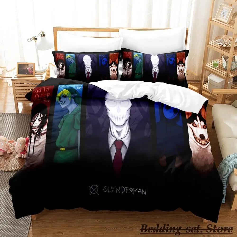 Jeff and Jane Creepypasta Bedding Set Single Twin Full Queen King Size Bed Set Adult Kid Bedroom Duvetcover Sets Anime