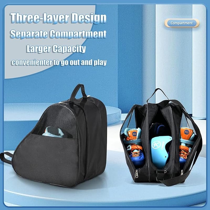 Oikabio Ice Skating Bag, Roller Skating Bag with Adjustable Shoulder Strap, Outdoor Skating Bag for Girls, Boys, and Most Adults