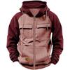 Mens Hooded Solid Color Sweatshirt With Multiple Pockets Loose Fit 2025 Casual Sportwear