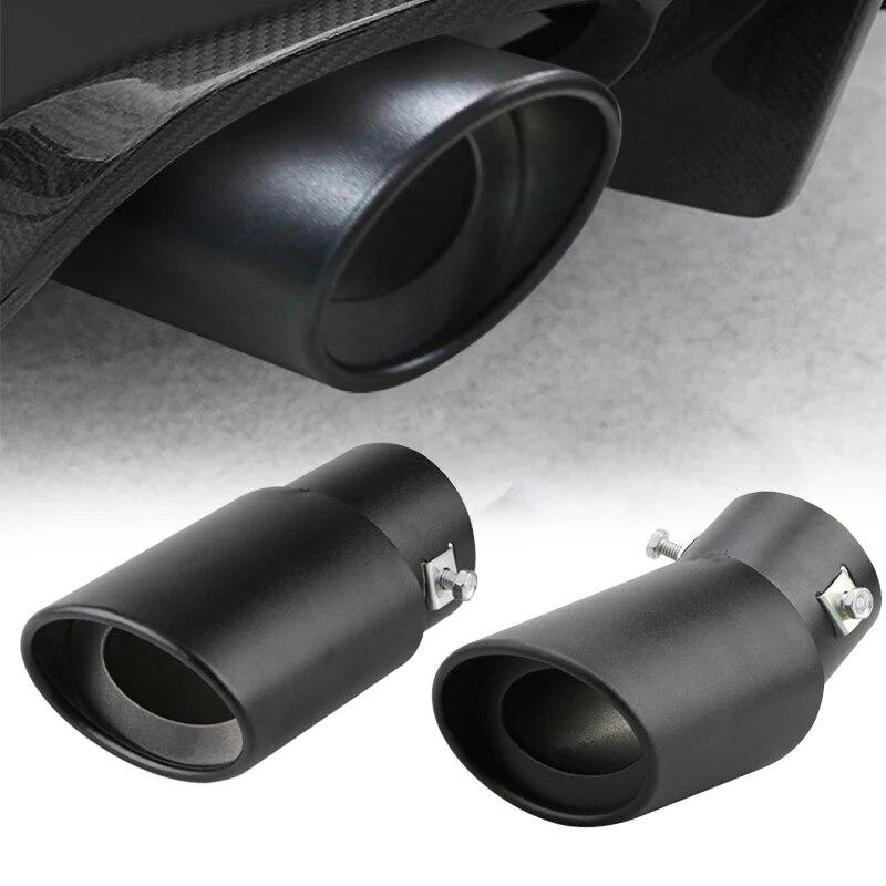 Car Exterior Parts Car Exhaust Muffler Tip Stainless Steel Round Pipe Silver Black Straight Bent Exhaust Tail Muffler Tip Pipe