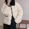 Cappotti Trapuntati da Donna Versione Coreana Risvolto in Velluto a Coste Giacca Corta Leggera Calda Autunno Inverno Giubbotti Casual