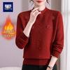 Elegant Fleece Lined Knit Sweater for Middle-Aged Women