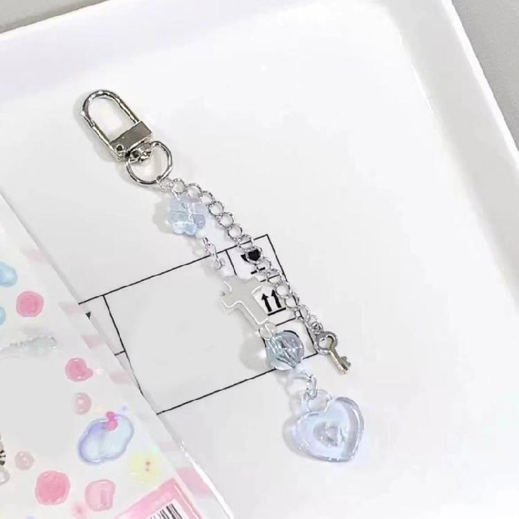 Heart Star Beaded Keychain Pendant Cute Decoration Pendant Keyring Charm
