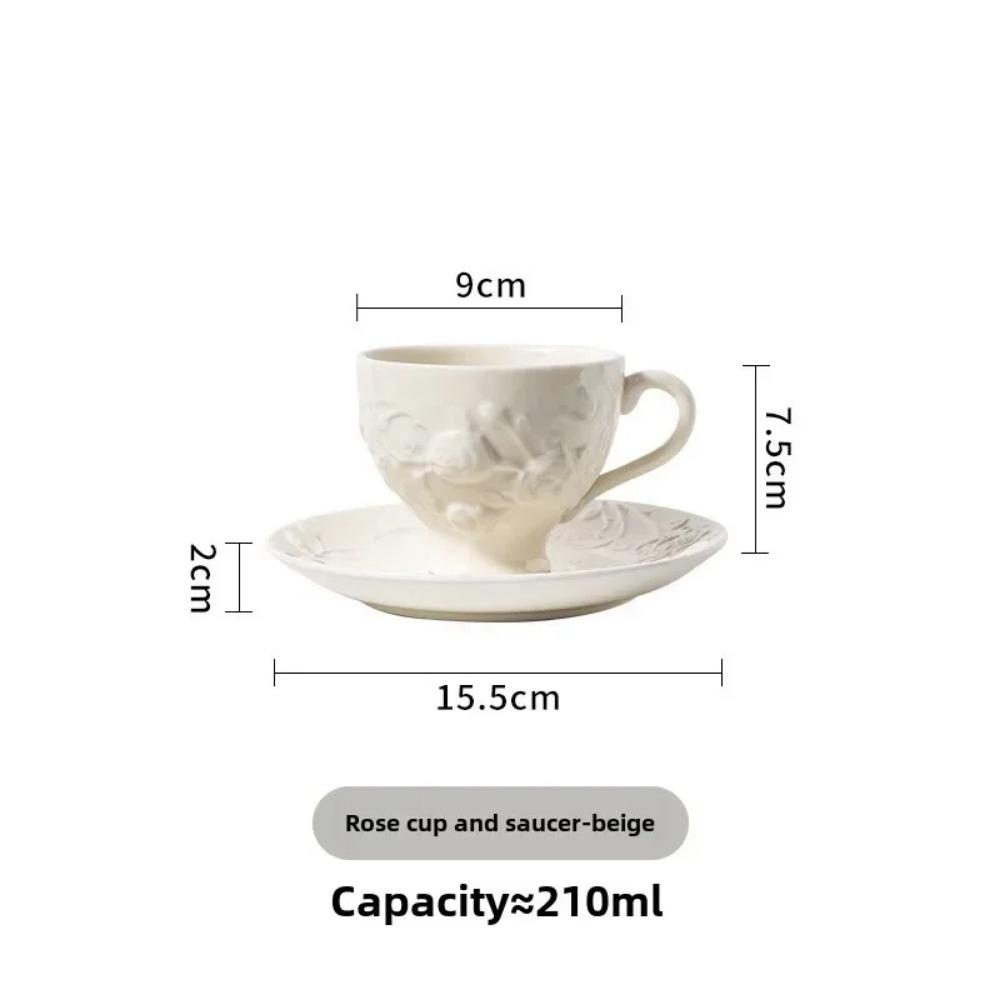 Rose Emboss Ceramic Teapot Black Tea Cup Saucers Set Retro Afternoon Tea Coffee Cup Saucer Couple Cup Set Home Drinkware Mug