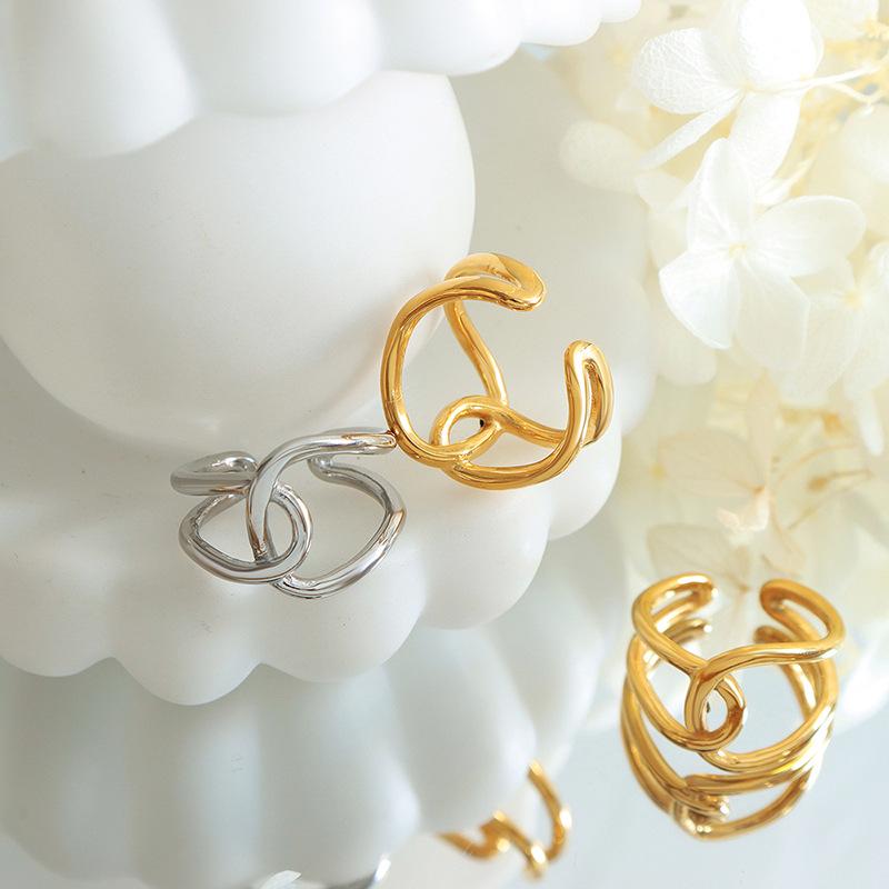 European & American Geometric Chain Twist Open Ring - Women's Titanium Steel Jewelry Gift