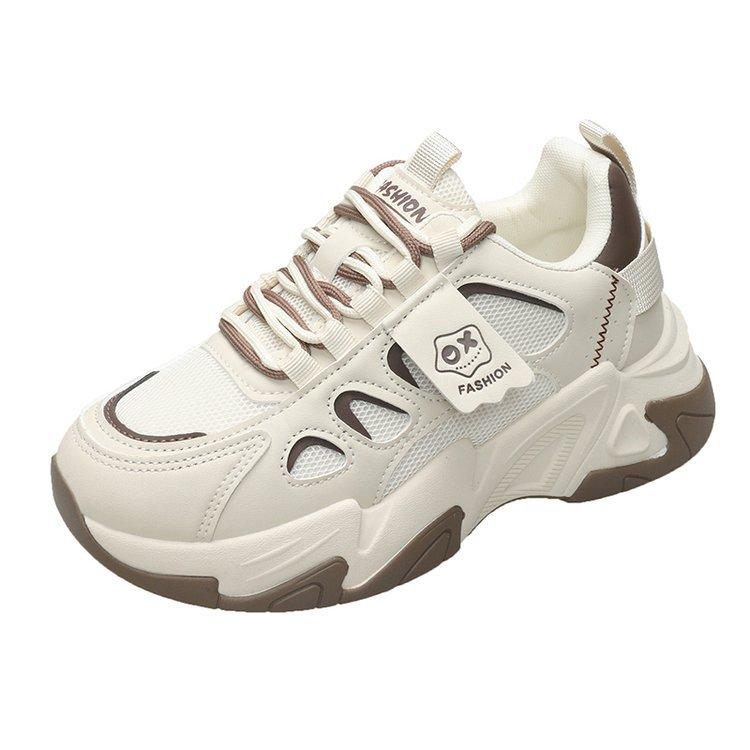 

Обувь Step on shit dad для женщин 2025 весна новые сетчатые дышащие кроссовки для бега показывают маленькие ноги повседневная спортивная обувь на платформе 35 бежевый