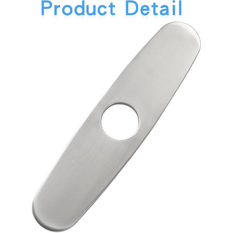 Stainless Steel Faucet Deck Plate, 10" Sink Hole Cover for Bathroom & Kitchen Vanity Sink, Silver Escutcheon Plate for Arc Edge Mixer Tap