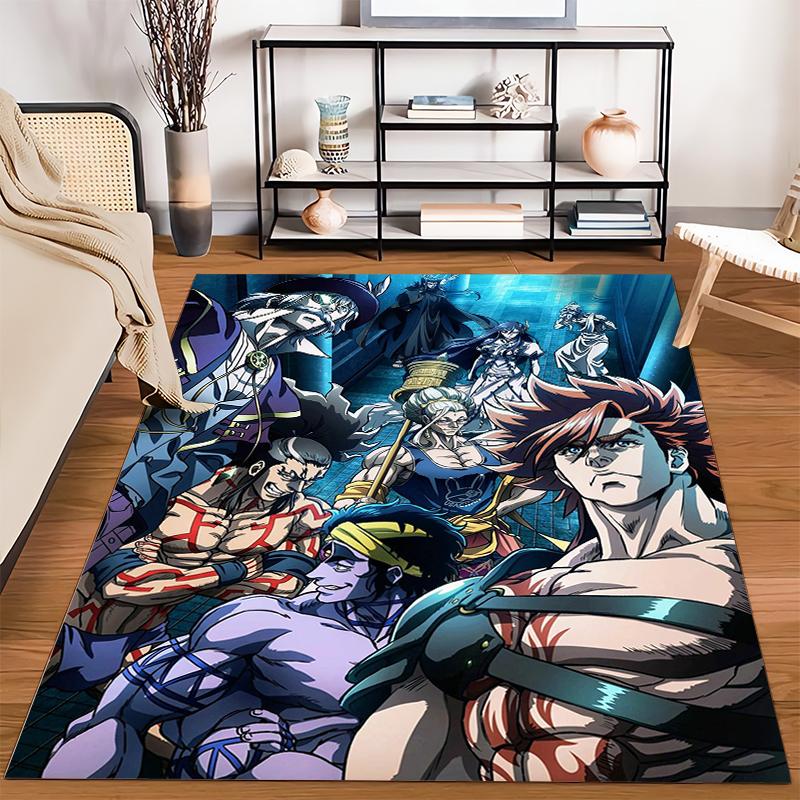 "Anime Style Carpet with Heroic Characters and Vibrant Blue Design" Suitable for use as an anti-slip for living room bedroom sofas