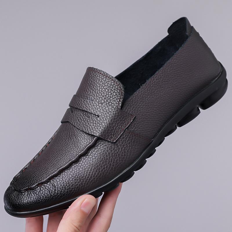 2025 Spring and Autumn New Loafers Men's Doudou Shoes Lazy One Pedal Sleeve Men's Shoes High-end Soft Sole Soft Leather 1618