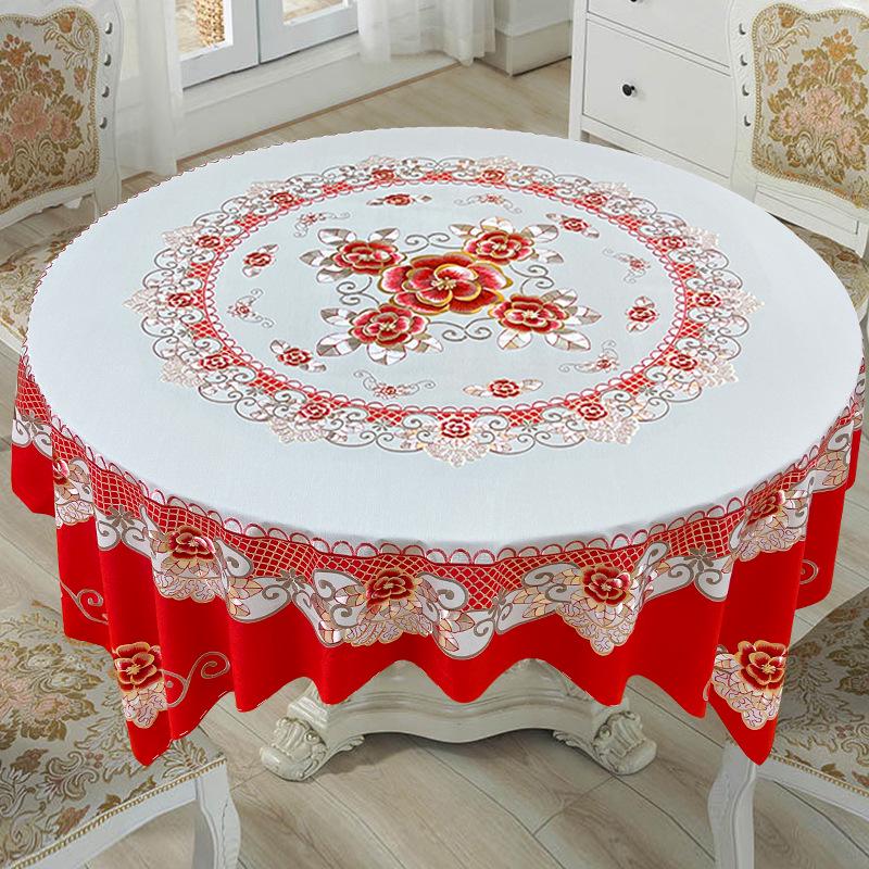 Vysoce kvalitní luxusní PVC ubrus: Vodotěsný, Odolný proti oleji a Žáruvzdorný, Nový čínský styl pro kulaté stoly