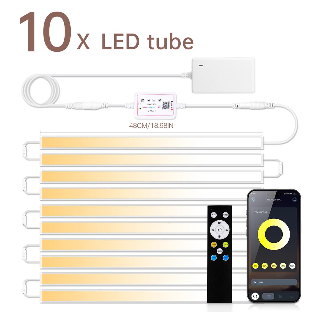 Wireless Bluetooth CCT LED Light Bar 24V 2700K-6500K Dimmable Aluminium Lamp Tube For Workbench Kitchen Under Cabinet Counter