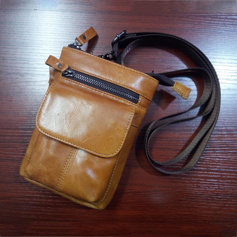 

Leather Waist Bag Trendy Men s Top Layer Cowhide Bag 7-inch Multifunctional Small Bag Outdoor Sports Single Shoulder Men s Bag Shoulder Bag