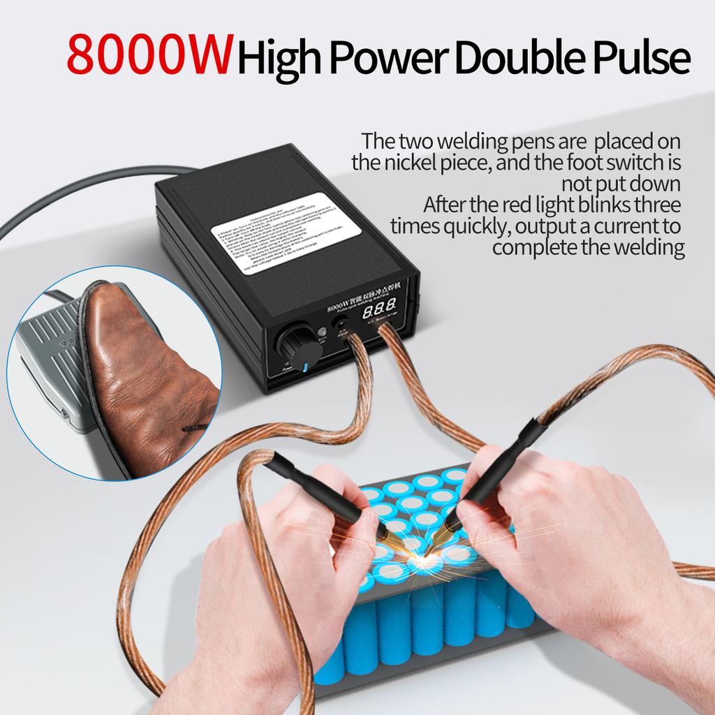 8000W Spot Welder Kit Digital Power Adjustable Spot Welding Pen Control Board Nickel Sheet For 18650 Lithium Battery Footpedal