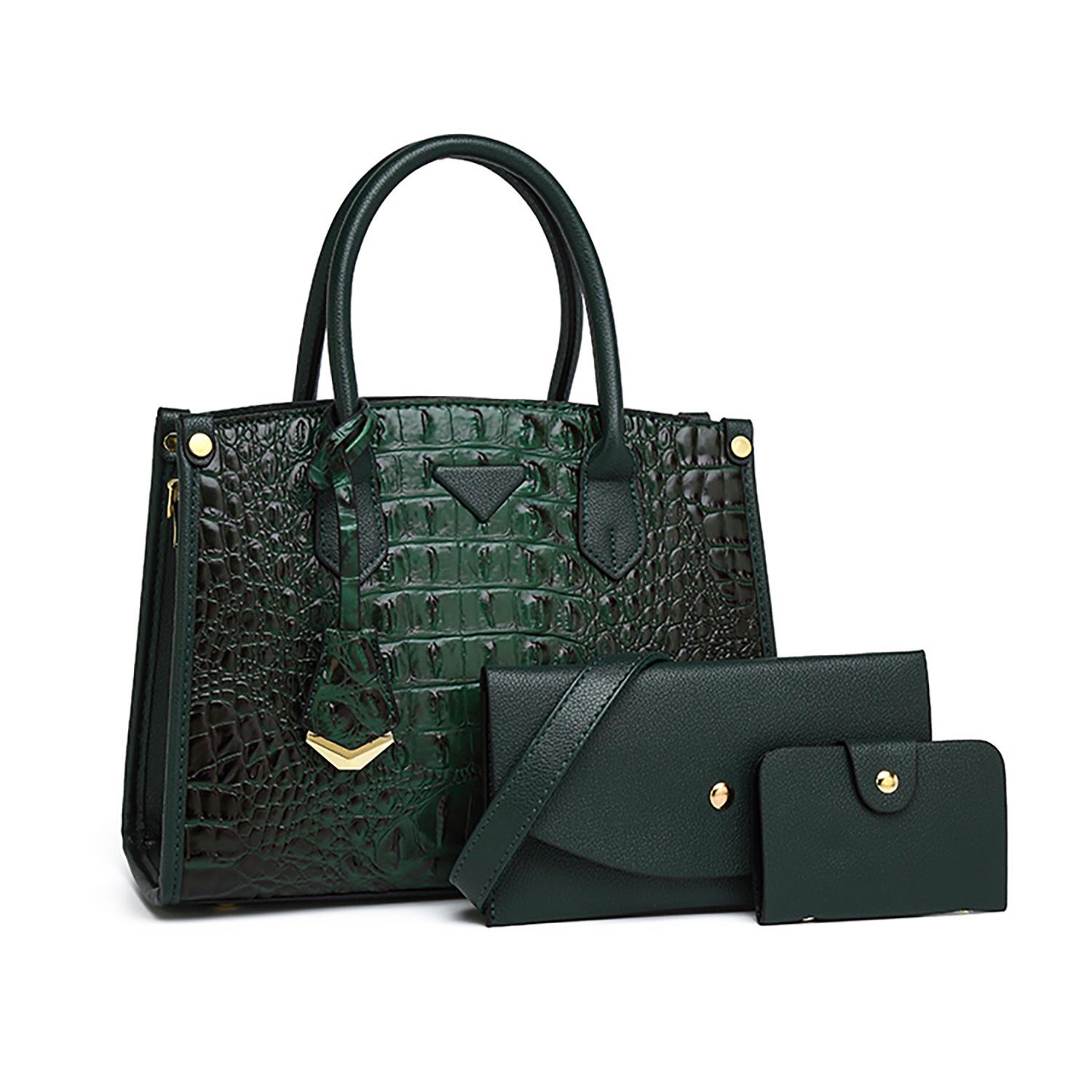 

2026 New Fashionable Shoulder Bag Urban Simple Large Capacity Handbag Alligator Pattern Women s Cross-body зелёный