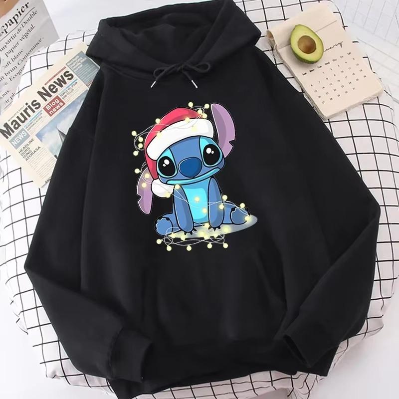 Lilo & Stitch Print Hoodie Cute Cartoon Disney Graphic Sweatshirt Autumn and Winter Men and Women Casual Long-sleeved Jumper Top
