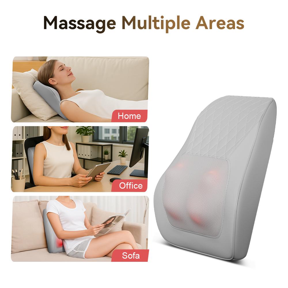 3D Shiatsu Massage Pillow with Heat Function, 12V Portable Neck & Shoulder Massager, Electric Back Massager for Home Office Car Use, 12W Power