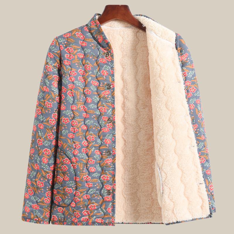 Women's Autumn Winter Lamb Wool Cotton Padded Coat for Mothers Warm Fleece-Lined Thickened Middle-Aged Women's Cotton Jacket Small Padded Outerwear
