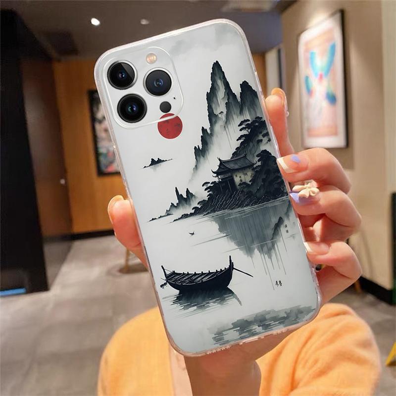 Chinese Art Landscape Painting Phone Case For iphone 17 Pro Max Air 16 15 14 13 Pro Max 15 16 Pro 15Plus