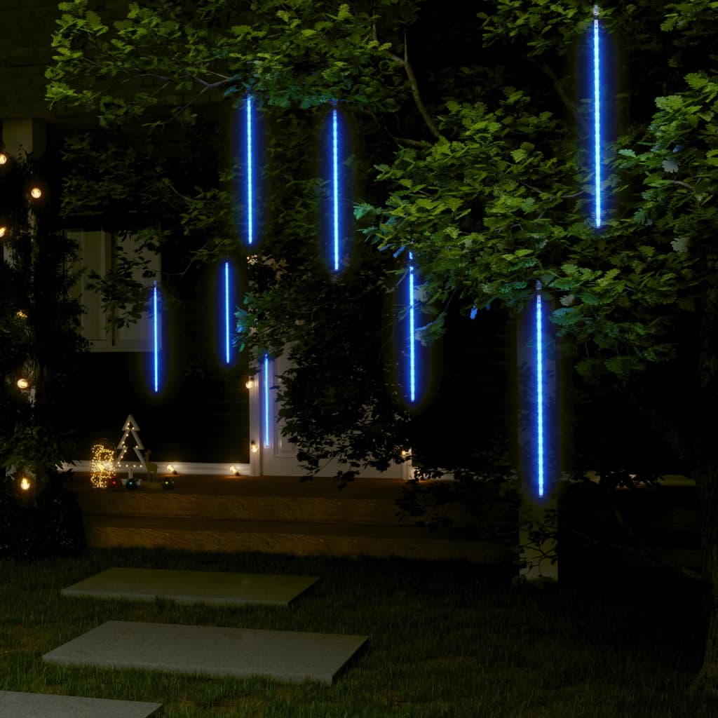 8 pcs. Meteor Lights 50 cm 288 LEDs for Indoor & Outdoor Use Blue