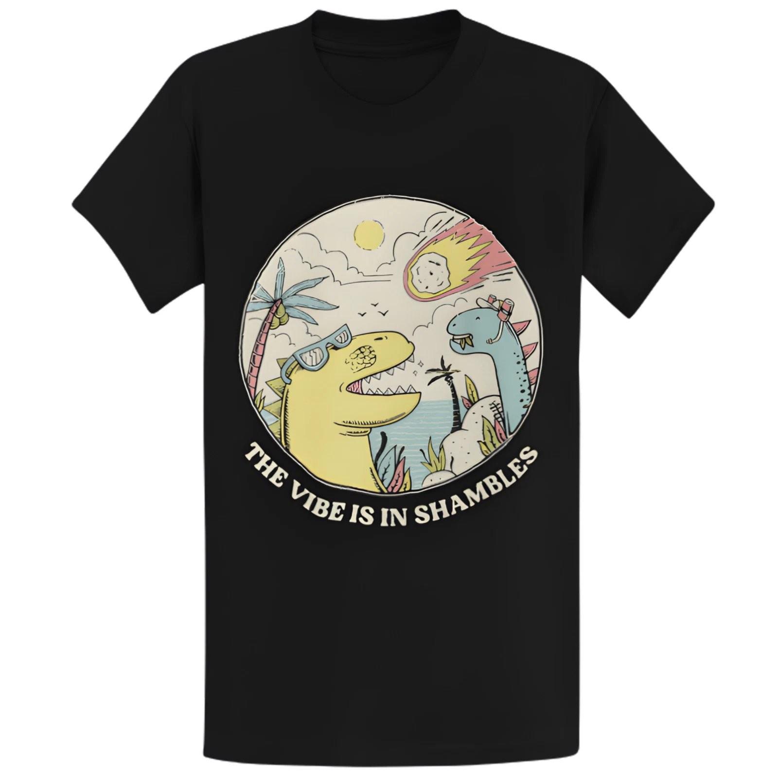 The Vibes Are In Shambles Dinosaur Funny Meme Graphic T-Shirt M