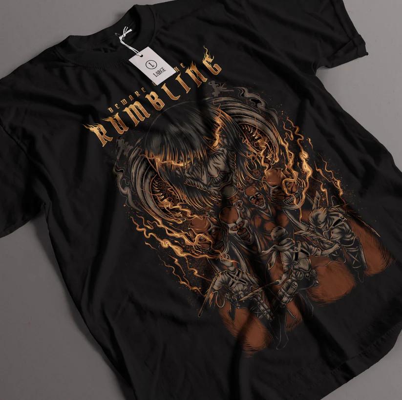 Anime Attack On Titan The Rumbling Black T Shirt Size S - 5XL Unisex T-Shirt XXXXL