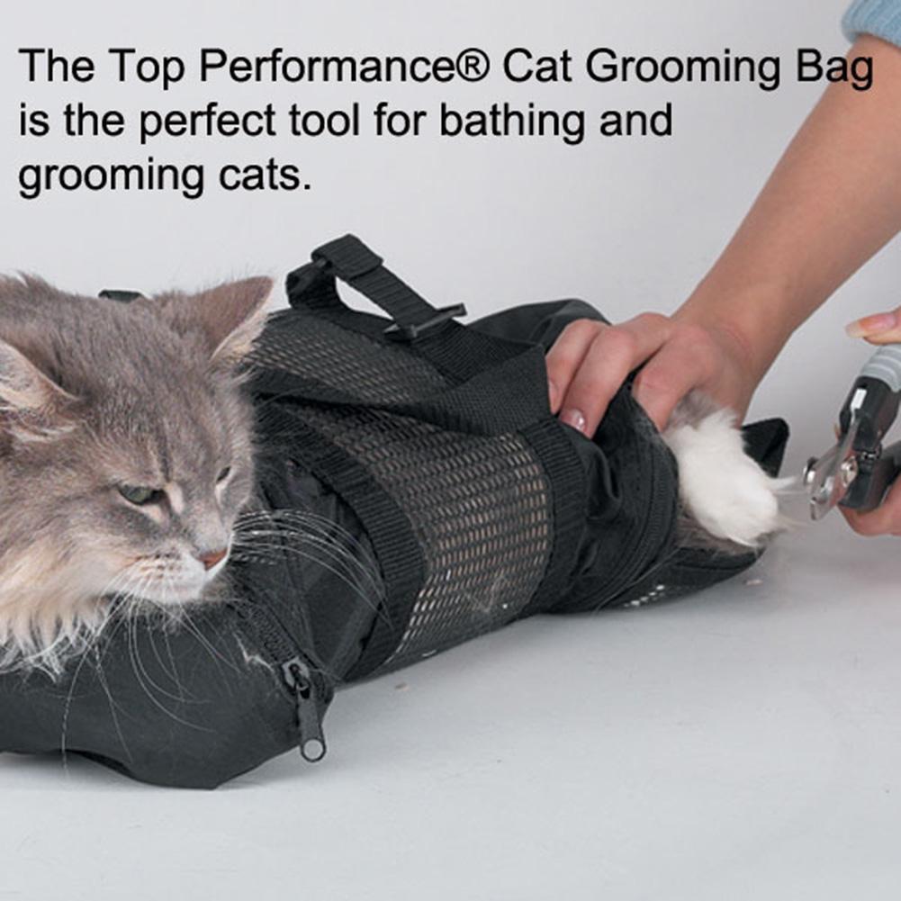 Mesh Cat Grooming Bathing Bag Adjustable Pet Washing Accessories For Pet Nail Trimming Injecting Anti Scratch Bite Restraint nero