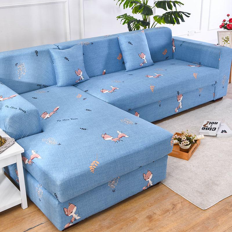 Floral Sofa Cover for Living Room Elastic Stretch Sectional Corner Couch Cover Sofa Towel Slipcovers L Shape needs to buy 2pcs