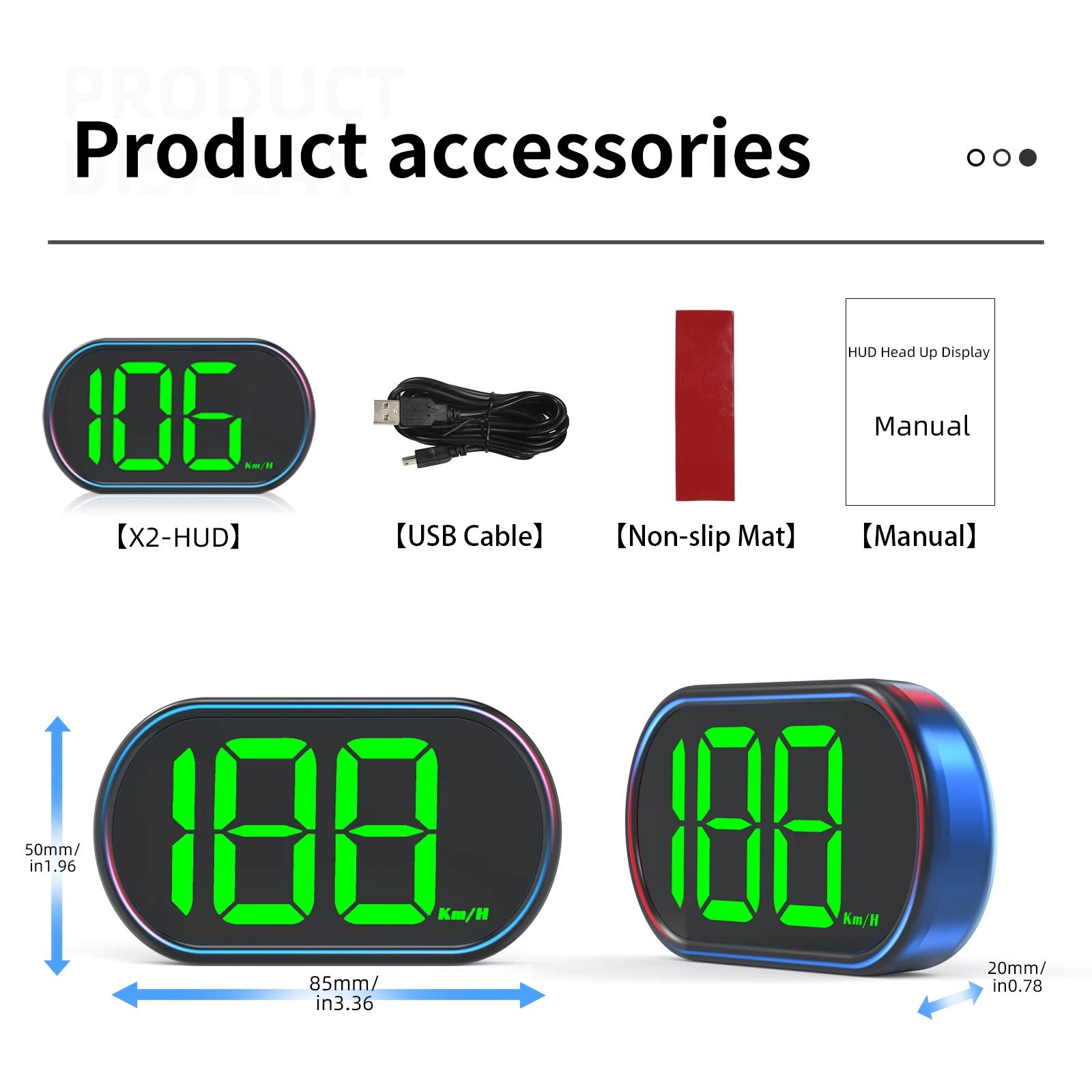 NEW X2 GPS HUD Car Head Up Display Digital Speedometer Big Font KMH With GPS+Beidou Dual Chipsets Universal For All Cars зелёный