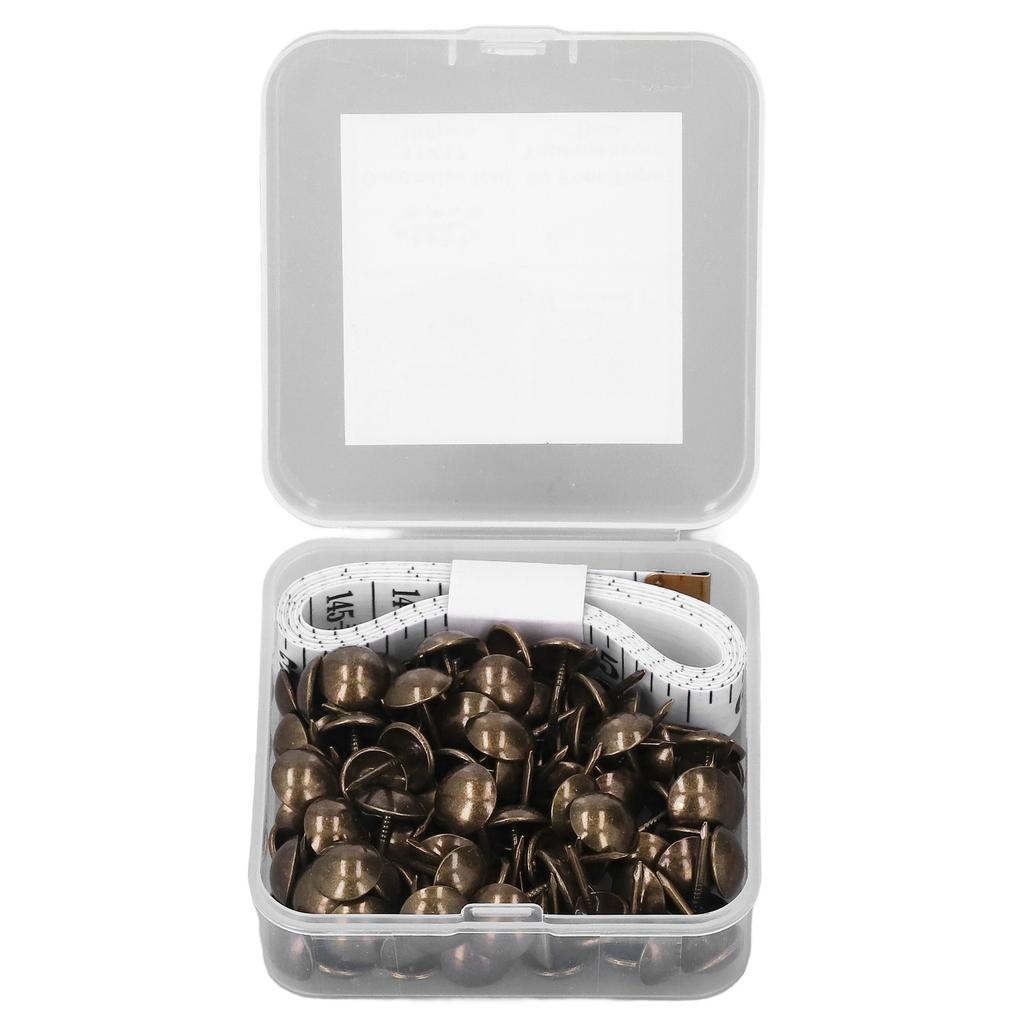 100 Adet Mobilya Dekoratif Çivi Karbon Çelik Antika Kanepe Yatak Dekoratif Çivisi Mezura ile