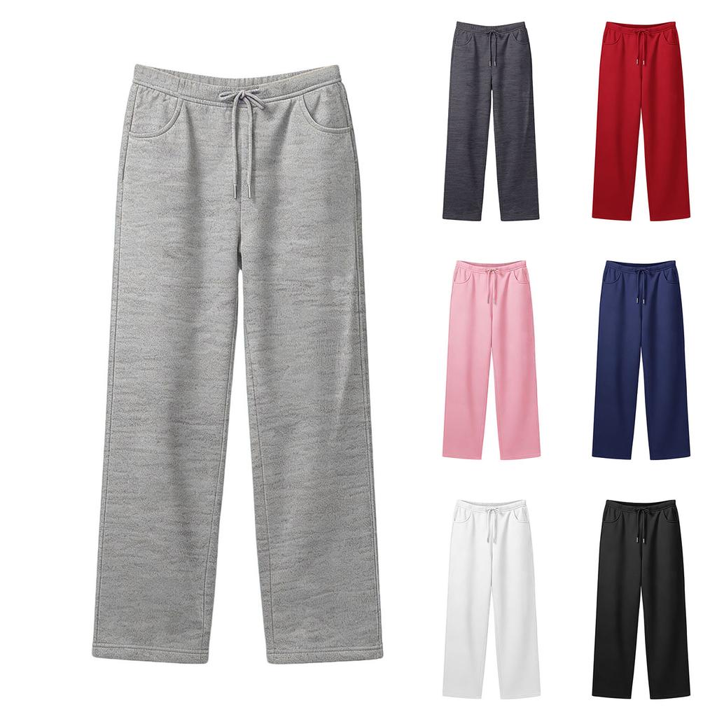 Pantalon Évasé Décontracté à Cordon de Serrage et Taille Élastique pour Femmes Pantalon de Yoga Évasé Confortable