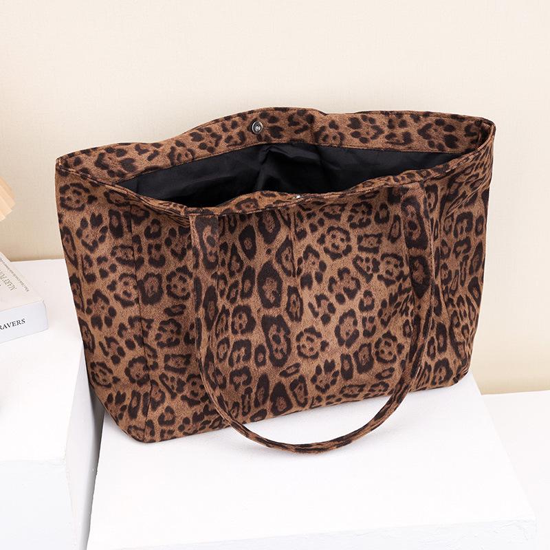 Leopard Print Large Capacity Tote Bag - Versatile Autumn/Winter Shoulder & Commuter Handbag