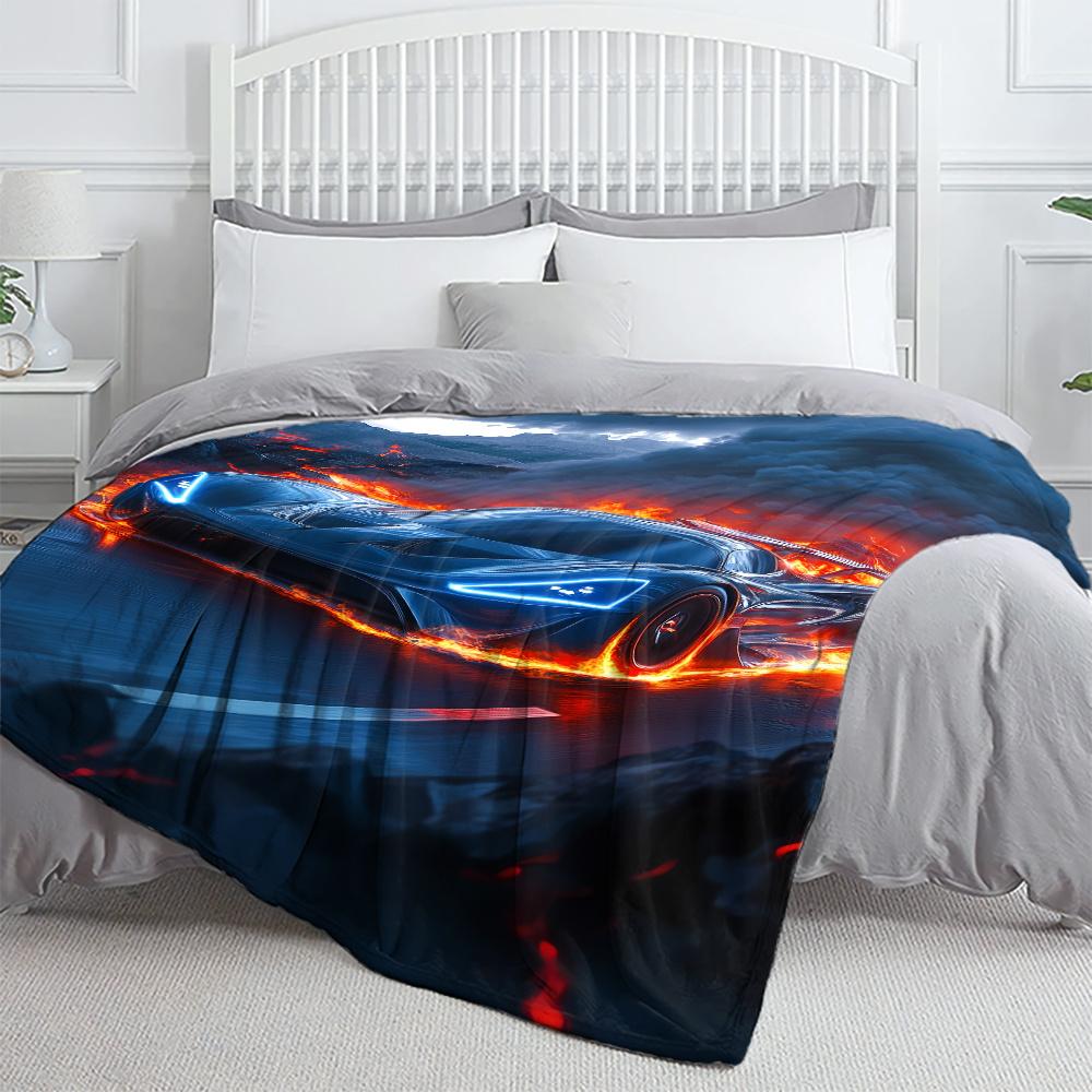 Speed Racer Flannel Throw Blanket Ultra Soft Racing Car Design All Season Cozy Comfort for Travel Home Decor Gift