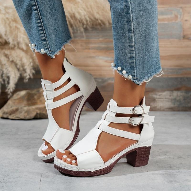 Summer New Round Headed Fish Mouth Temperament Comfortable Casual Sandals Fashionable Hot Sexy Elegant High Heels for Women