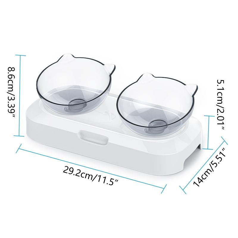 Cats Food Bowl Set Raised Small Dog Bowls for Food and Water 15° Tilted Elevated Double Dishes with Stand for Puppy