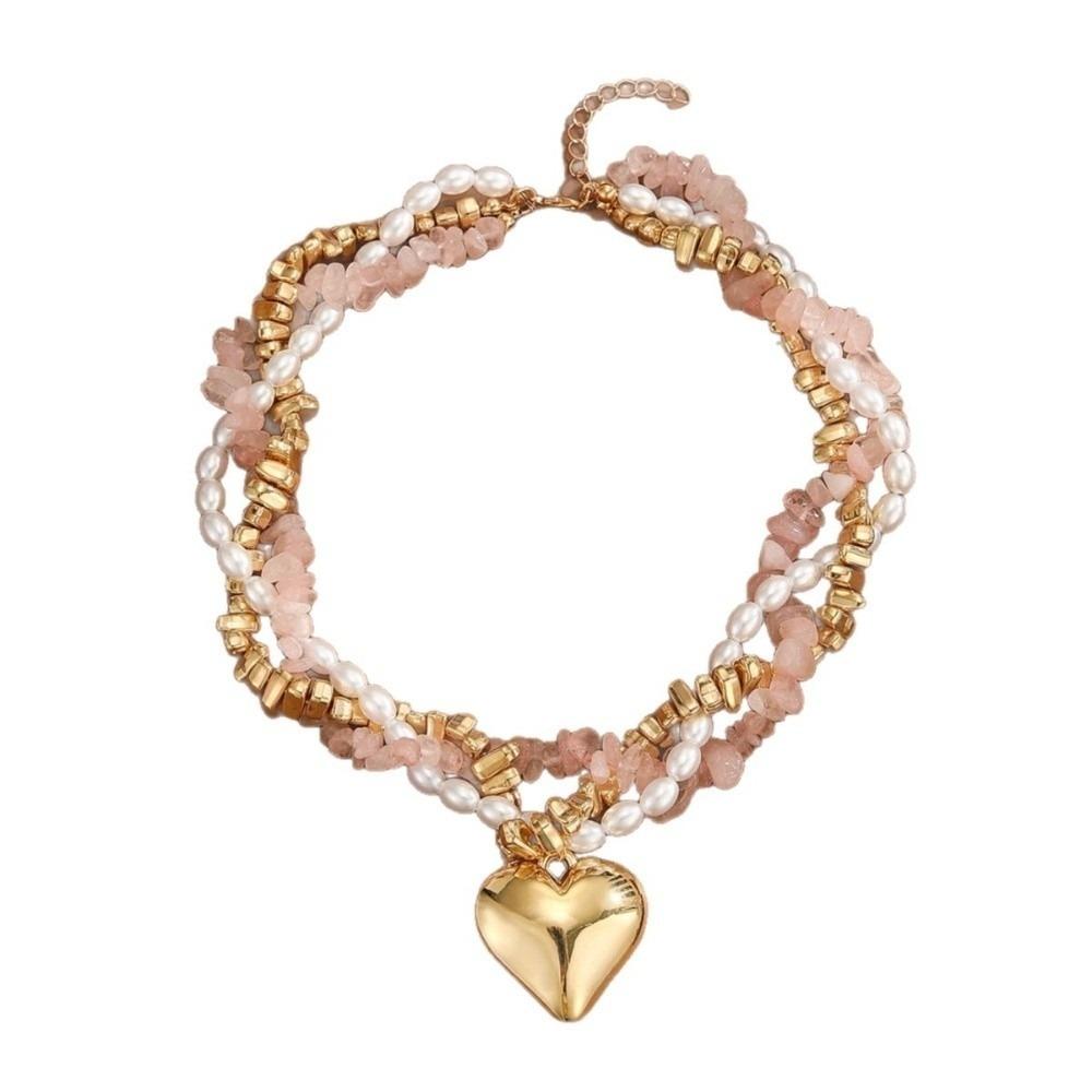 Pink Gold Gold Plated Pendant Necklace Three-Layer Clavicle Chain Birthday Party