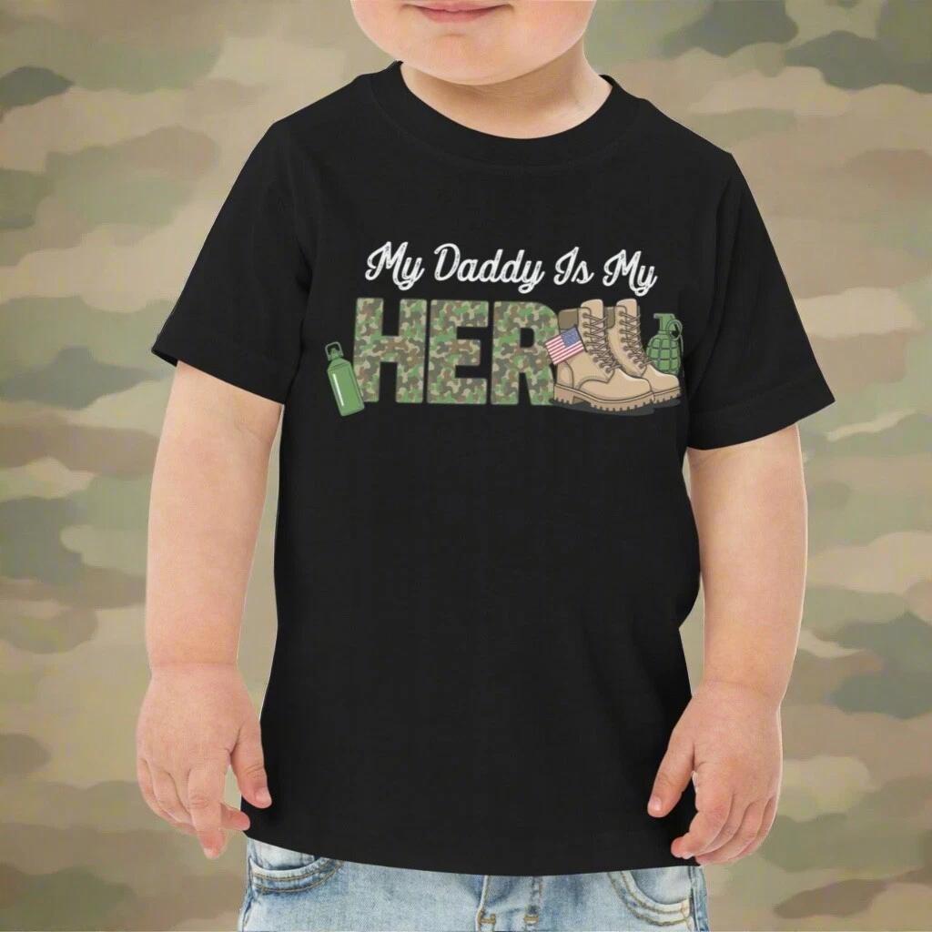 My Daddy Is My Hero Toddler Jersey T-shirt, Military Dad Tee, Hero Dad Shirt 2XL