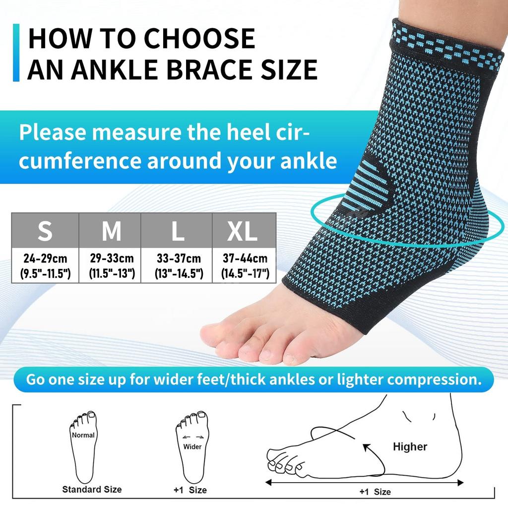 Sport Ankle Brace Support Sleeve Compression Socks Stabilizer Wrap Heel Reinforcement for Plantar Fasciitis 1-2Pcs