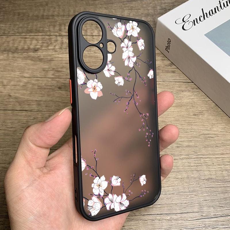 Black Rose Lotus Flower Print Phone Case For iPhone 17 Air 16 15 14 Pro Max 13 16 17 Pro 16e 17 Matte Shockproof Soft Edge Hard Cover