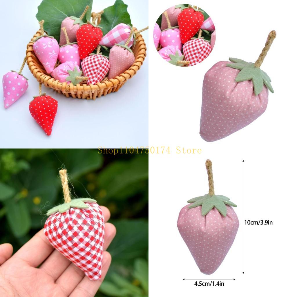 

6Pcs Vintage Fabric Strawberry Tiered Tray Decors Spring Fruit Stuffing Decors top sale China Mainland