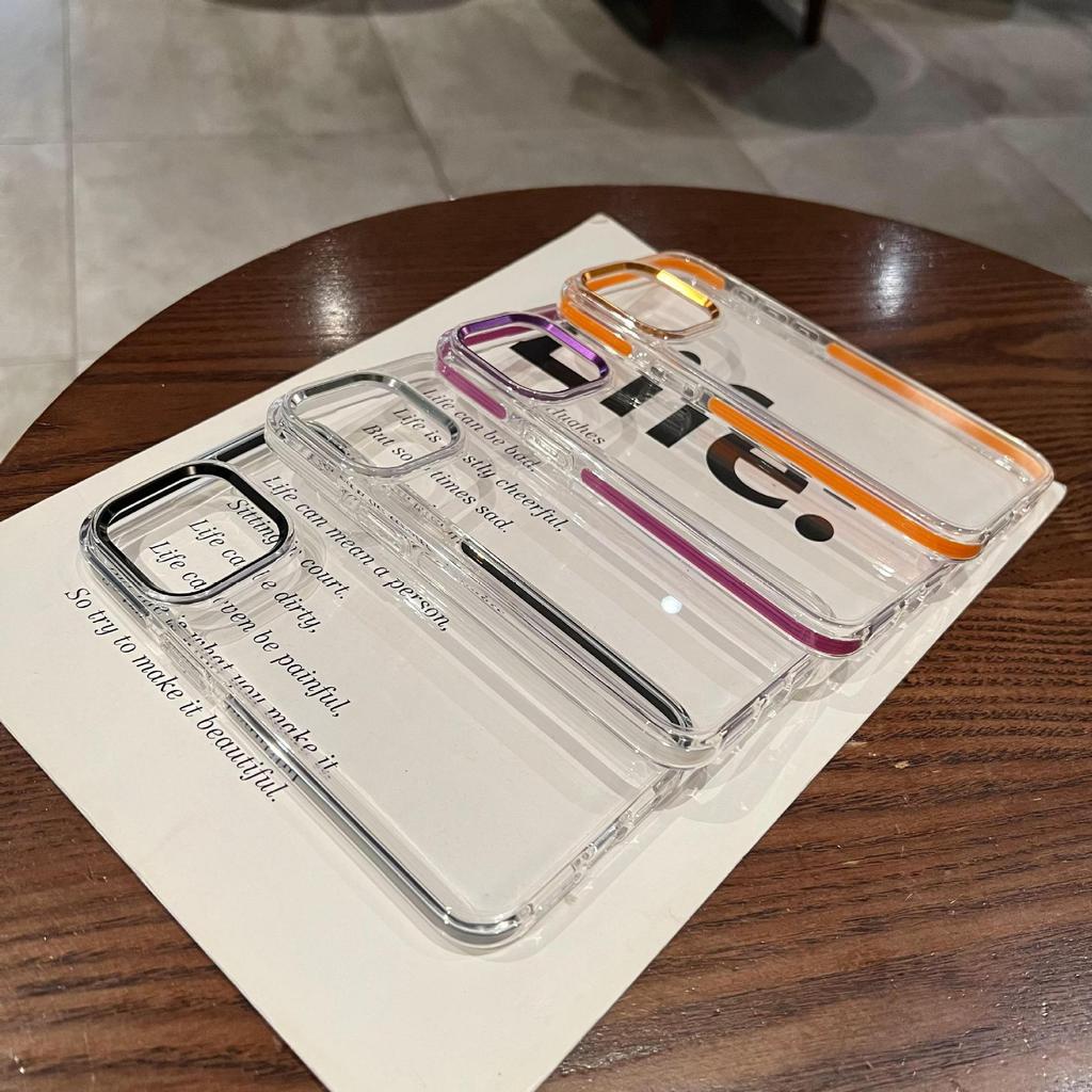 Suitable for IPhone15, High-transparency, Non-yellowing Phone Case, 14 Airbags, Anti-drop Edge Wrapping, 13Promax Metal Lens Ring