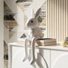 Sitting Bunny Figurine Easter Rabbit Sculpture Modern Resin White Rabbit Statue for Desk Cabinet Bookshelf Counter Living Room Office Decor