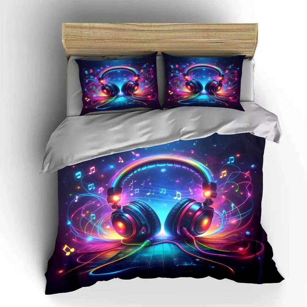 Colorful Music Decor Set Bedding Set with 1 Duvet Cover 2 Pillowcases Single Double King Queen Gift
