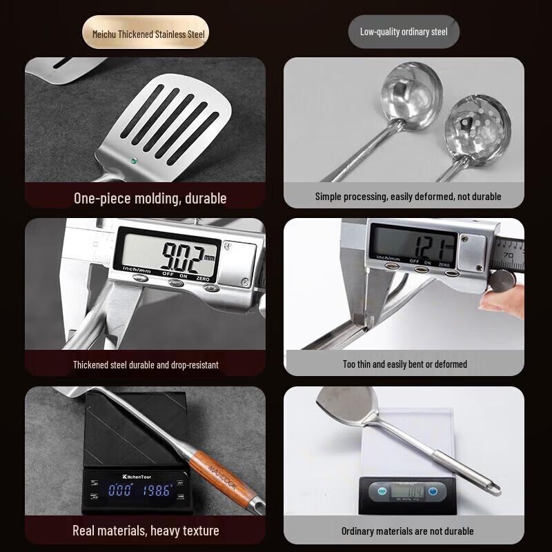 MAXCOOK 304 Stainless Steel Frying Spatula with Rosewood Handle