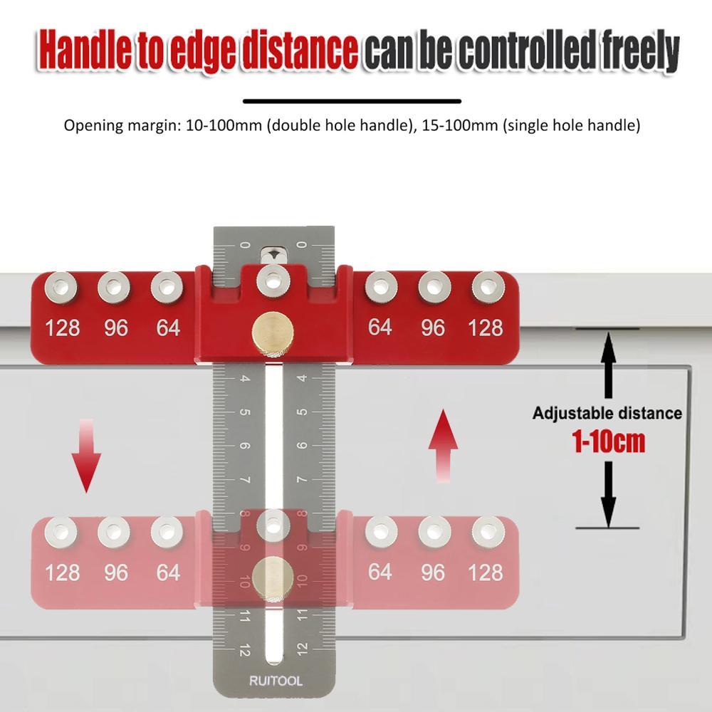 Drill Guide Punch Locator Template Ruler Adjustable Woodworking Drilling Locator for Cabinet Handles and Pulls Hole Punch Tool